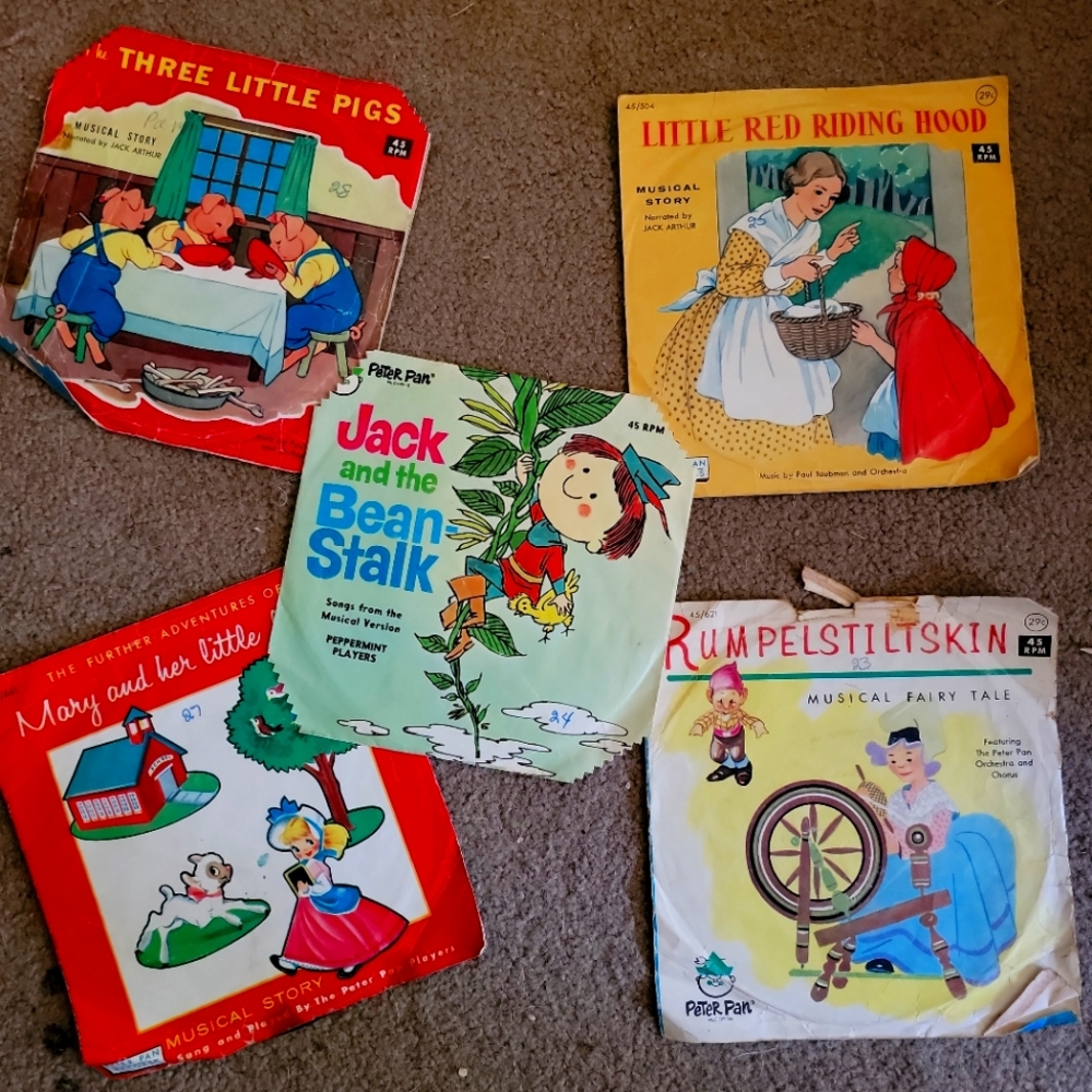 Vintage Peter Pan Records 45 RPM lot of 5